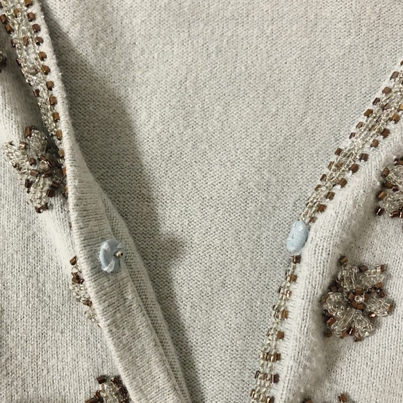 Nic & Zoe Beaded Floral Detail Silk Blend Snap Button Front Cardigan Size Large - Picture 2 of 7